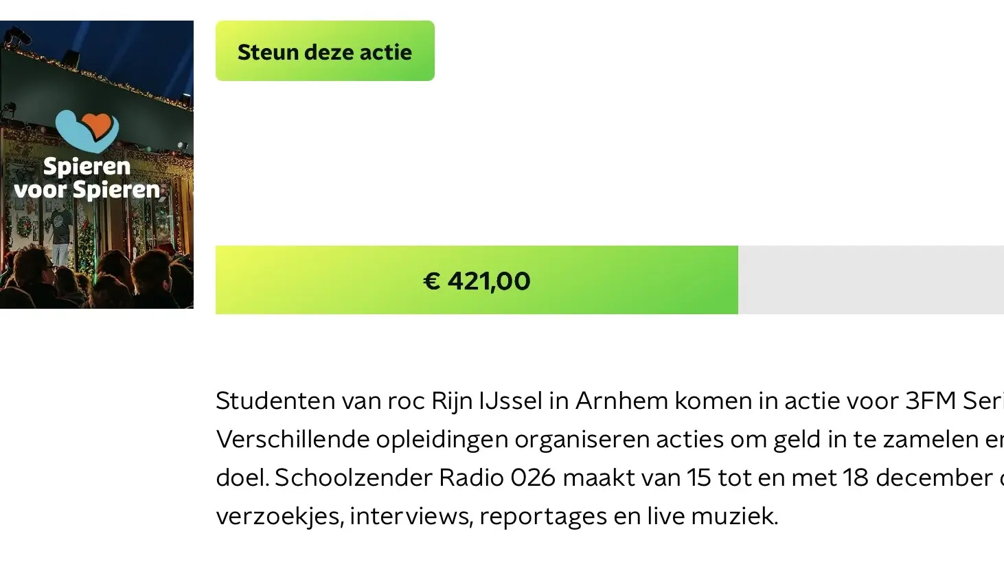 Donaties bijna op helft
